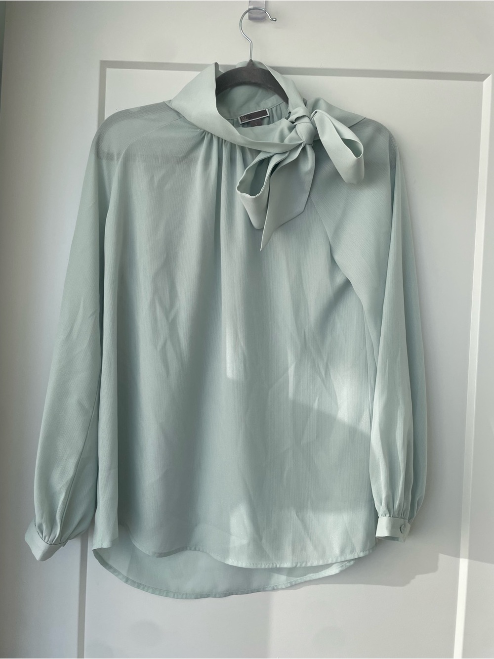 Chelsea28 Sage Tie-Neck Long-Sleeve Blouse